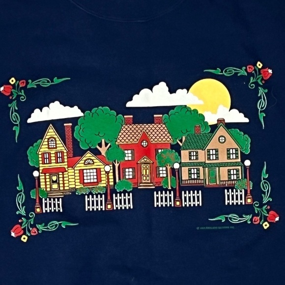 Vintage 90s Home Town Blue Jumper Pullover 1990s Sweatshirt - Picture 5 of 6